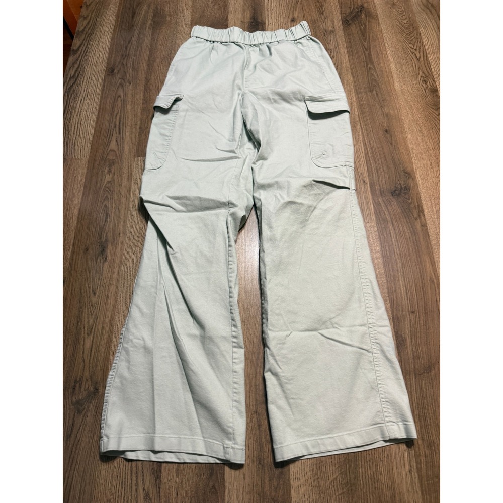 Sincerely Jules Pants Women Size S Sage Green Wide Leg Elastic Waist Cargo